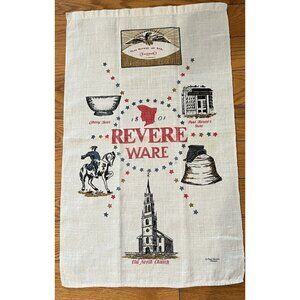 1970s Paul Revere Ware 1801 Advertising 15.5” x 25” Cotton Flag Banner Tea Towel